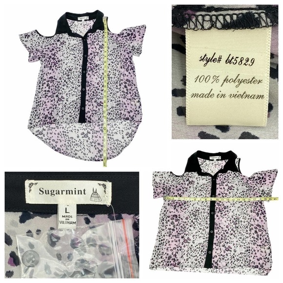 SUGARMINT Cold Shoulder Button Down Blouse Large - Picture 10 of 11